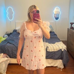 For love and lemons strawberry puff sleeve dress